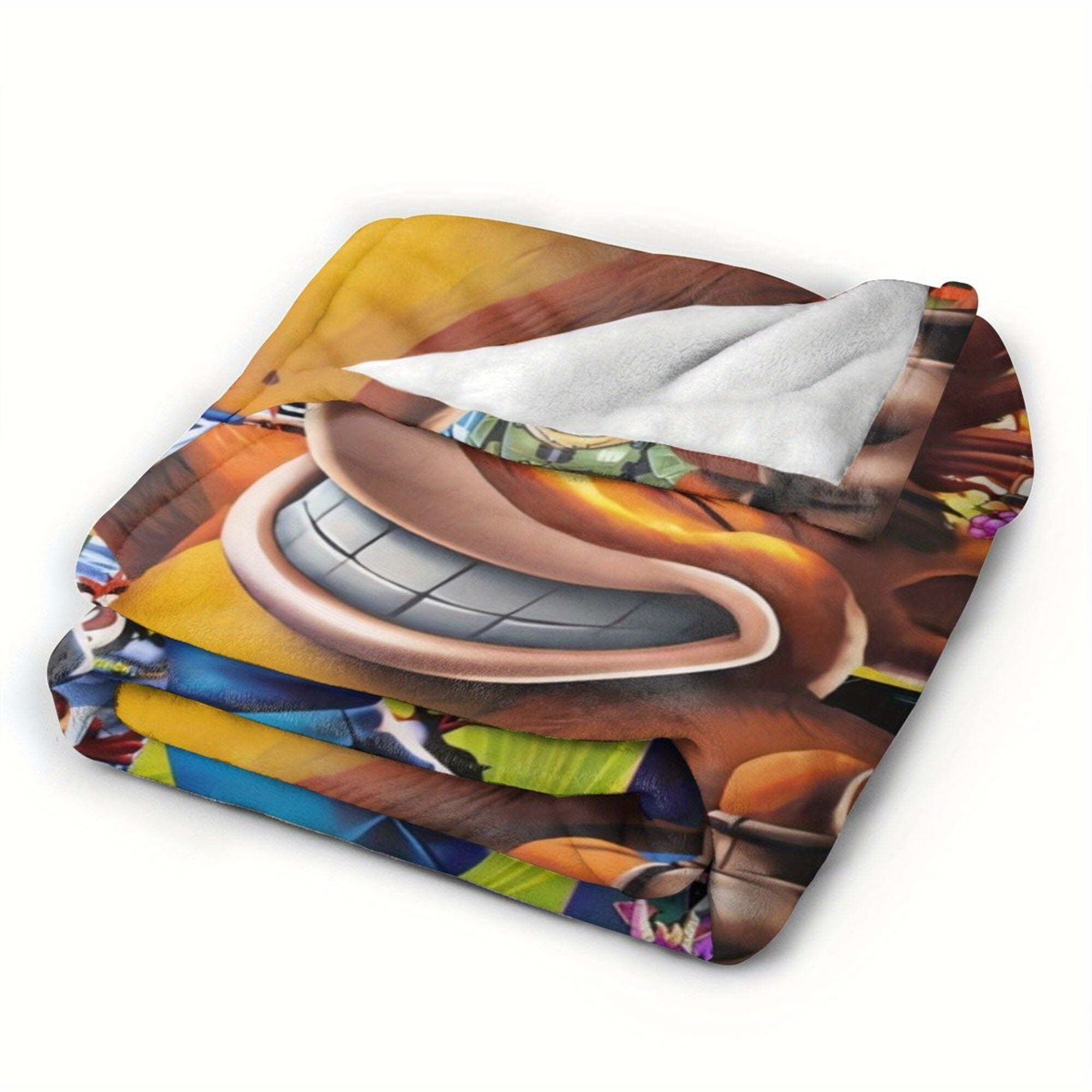 Anime Crash Bandicoot Flannel Throw Blanket Soft Warm Lightweight Polyester Non-Woven Fabric