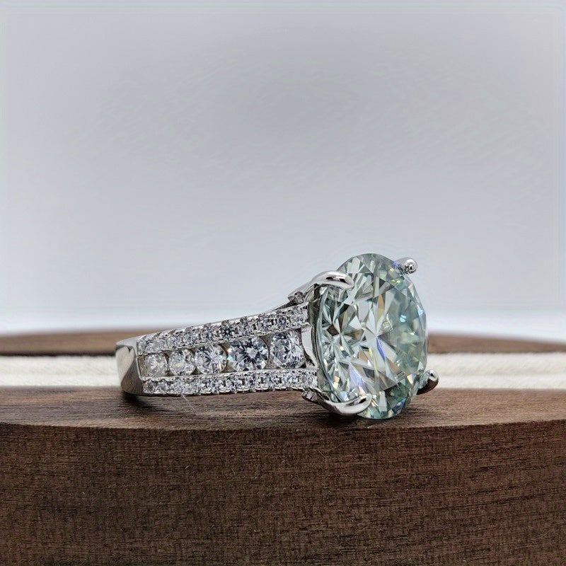 10 Carat Moissanite Engagement Ring in Silver for Weddings and Special Occasions