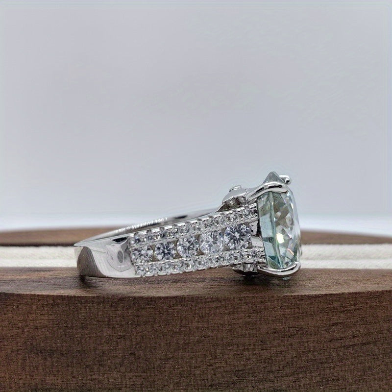 10 Carat Moissanite Engagement Ring in Silver for Weddings and Special Occasions