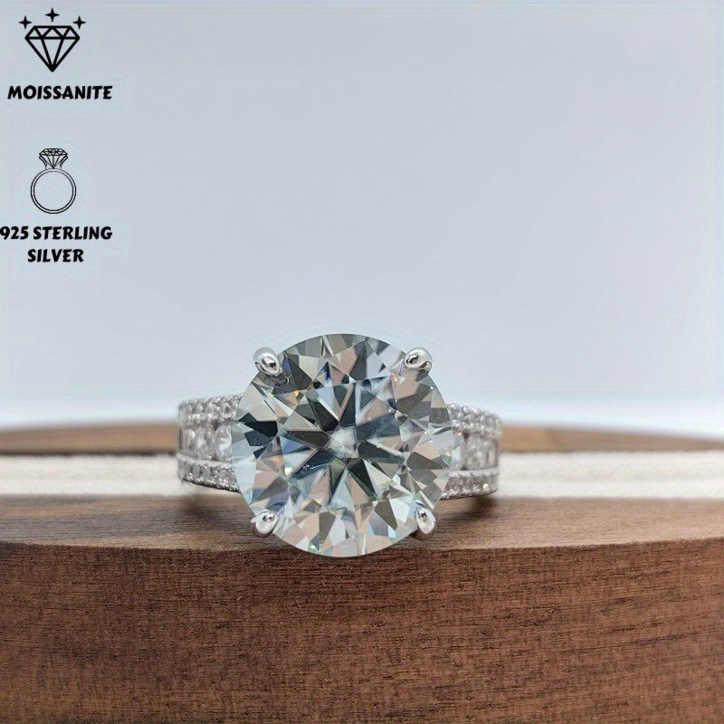 10 Carat Moissanite Engagement Ring in Silver for Weddings and Special Occasions