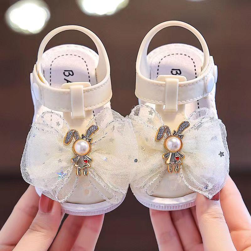 Sandalias de princesa transpirables de verano para niñas con patrones de dibujos animados y flores