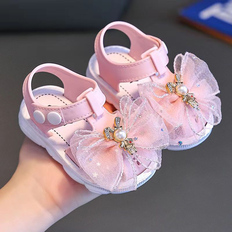 Sandalias de princesa transpirables de verano para niñas con patrones de dibujos animados y flores