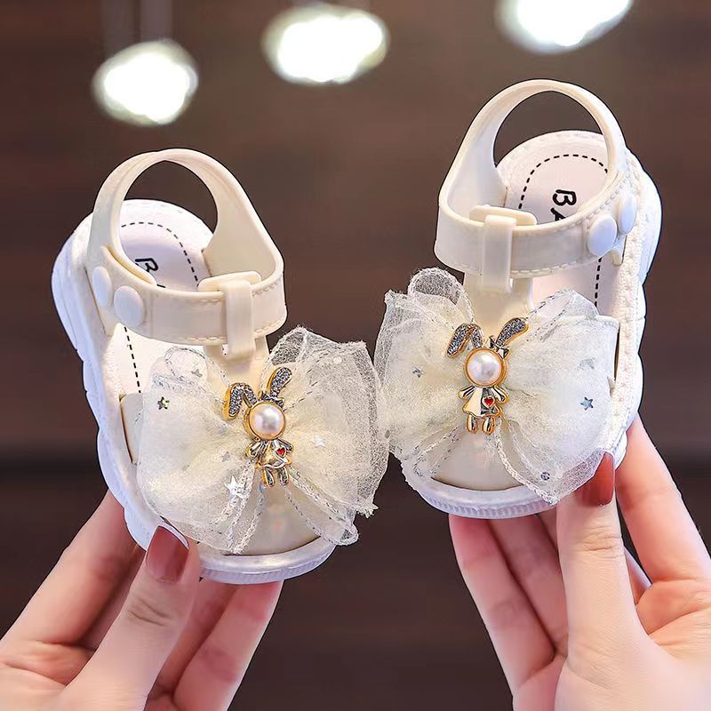 Girls' Summer Breathable Hollow-Out Princess Sandals with Cartoon and Floral Patterns