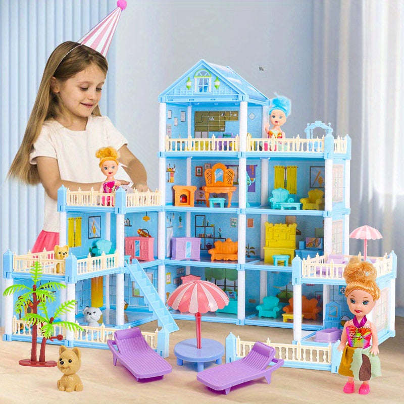 Princess Castle Dollhouse Playset for Kids Aged 3-6 with Furniture and Multi-Color Plastic