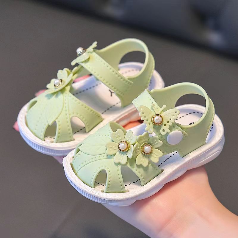 Baby Girls Summer Sandals Closed Toe Non-Slip Soft Sole Buckle Toddler Shoes