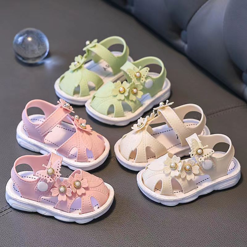Baby Girls Summer Sandals Closed Toe Non-Slip Soft Sole Buckle Toddler Shoes