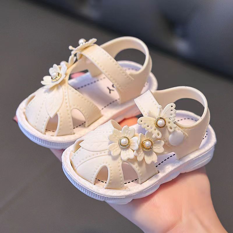 Baby Girls Summer Sandals Closed Toe Non-Slip Soft Sole Buckle Toddler Shoes