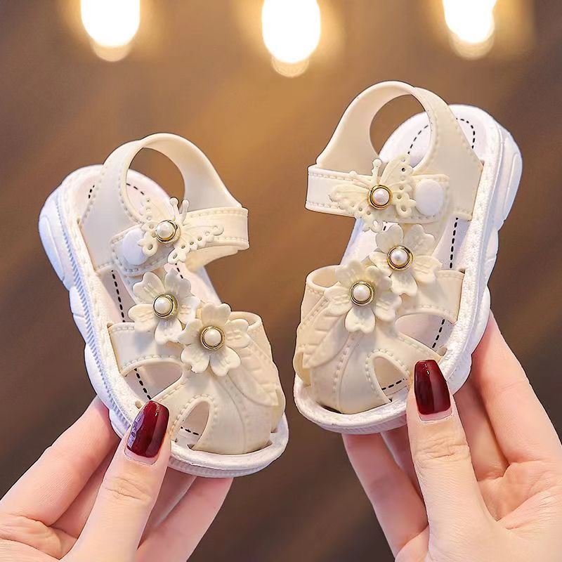 Baby Girls Summer Sandals Closed Toe Non-Slip Soft Sole Buckle Toddler Shoes