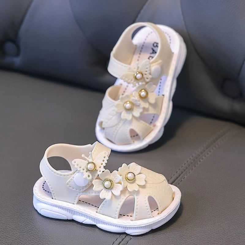Baby Girls Summer Sandals Closed Toe Non-Slip Soft Sole Buckle Toddler Shoes