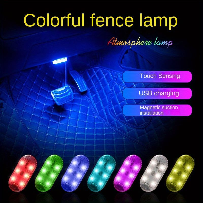 Luz de ambiente de interior de coche con sensor táctil, lámpara multicolor recargable