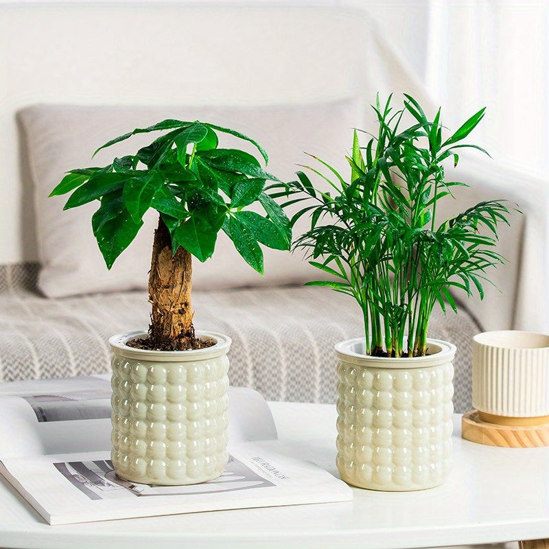 Set of 4 Self-Watering Oval Plant Containers 10.16cm Indoor Plastic Flower Pots