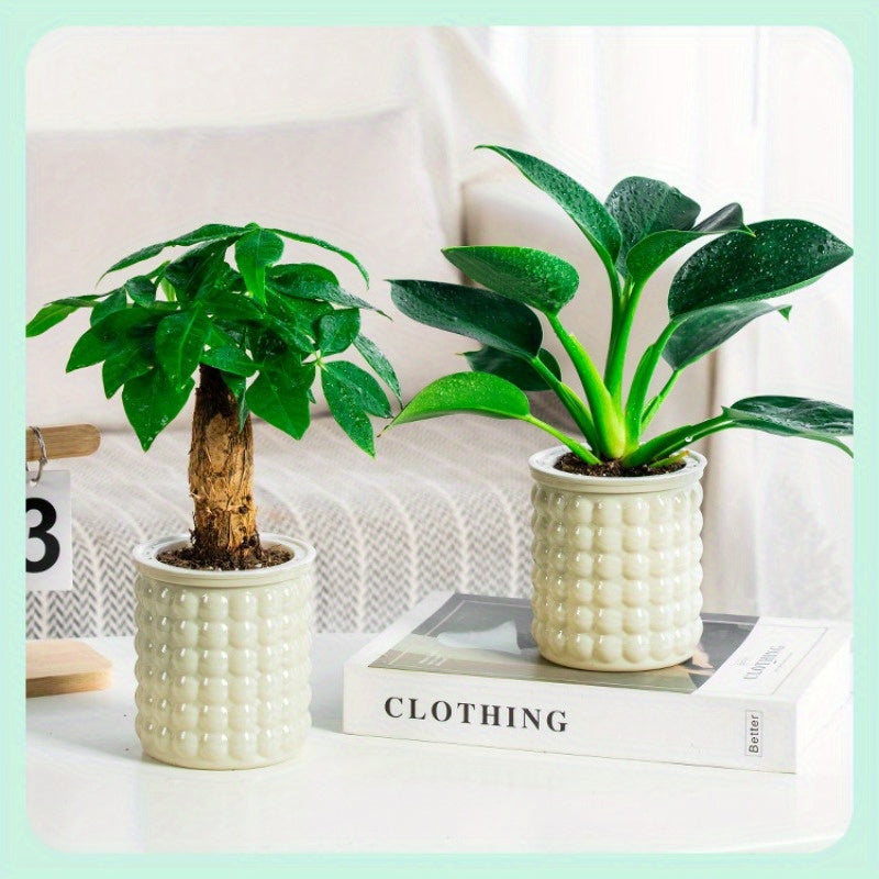 Set of 4 Self-Watering Oval Plant Containers 10.16cm Indoor Plastic Flower Pots