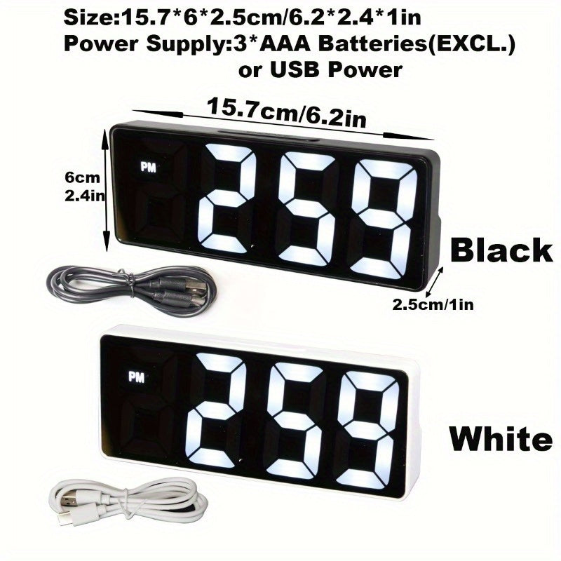 Digital Alarm Clock with USB Power Temperature Display Adjustable Brightness Date Function Plastic