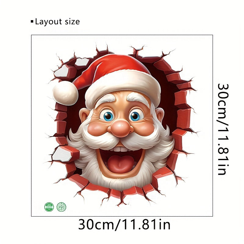 Santa 3D Wall Decals Holiday Decor Self-Adhesive Plastic Window Stickers