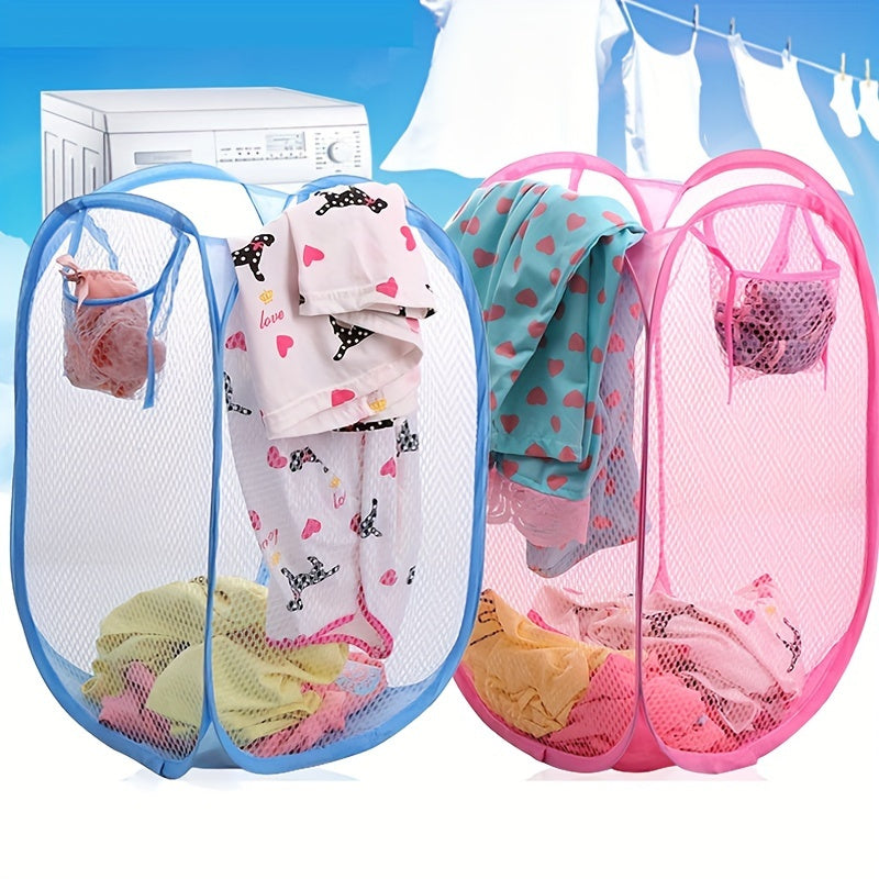 Large Capacity Foldable Mesh Laundry Basket for Dirty Clothes and Storage