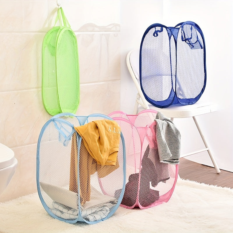 Large Capacity Foldable Mesh Laundry Basket for Dirty Clothes and Storage