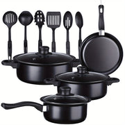 13-Piece Cast Iron Nonstick Cookware Set with Lids for Induction Stovetops