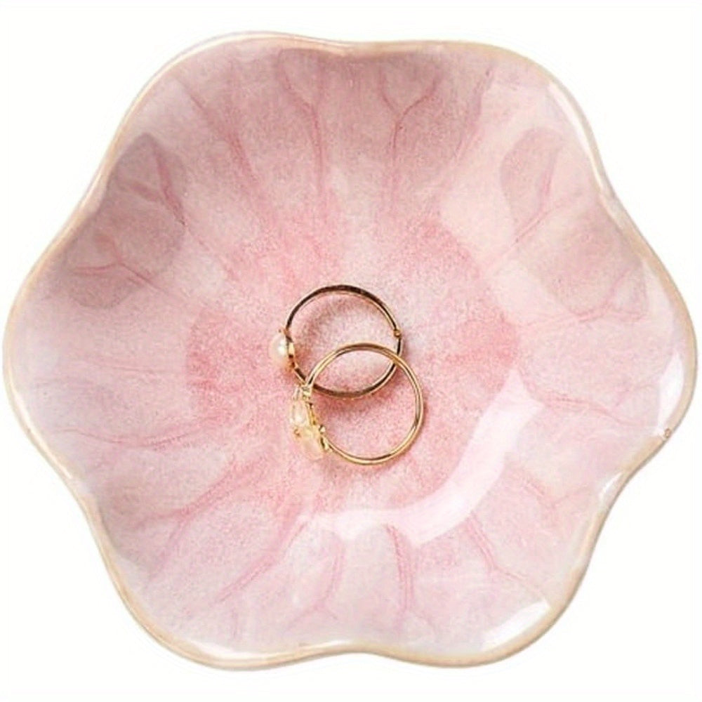 Bandeja de cerámica rosa para joyas, anillos, llaves y objetos pequeños. Regalo elegante para cumpleaños o Día de San Valentín
