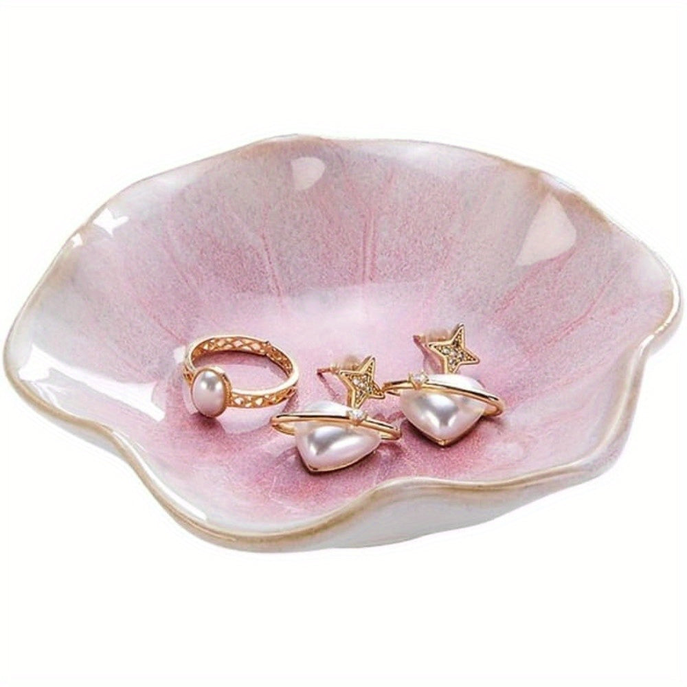 Bandeja de cerámica rosa para joyas, anillos, llaves y objetos pequeños. Regalo elegante para cumpleaños o Día de San Valentín