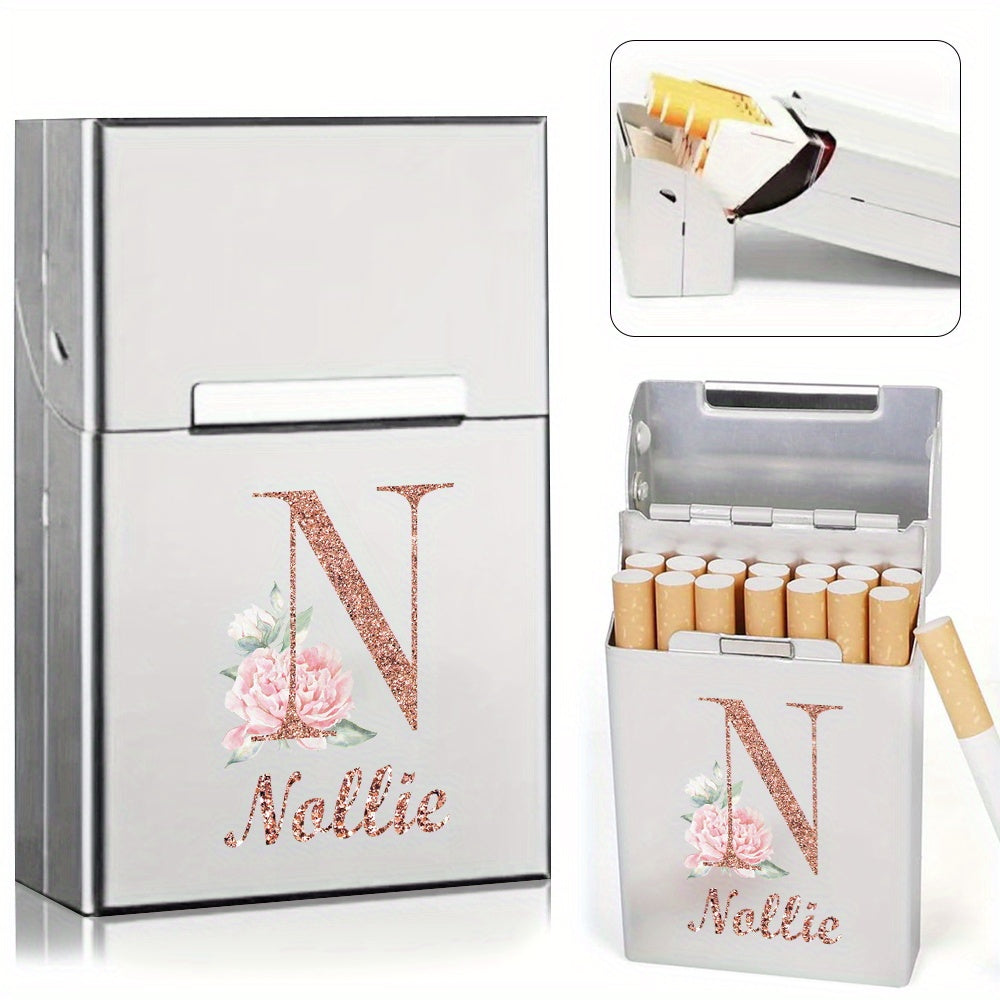 Men's Aluminum Cigarette Case Waterproof Hard Shell Tobacco Holder with Custom Name