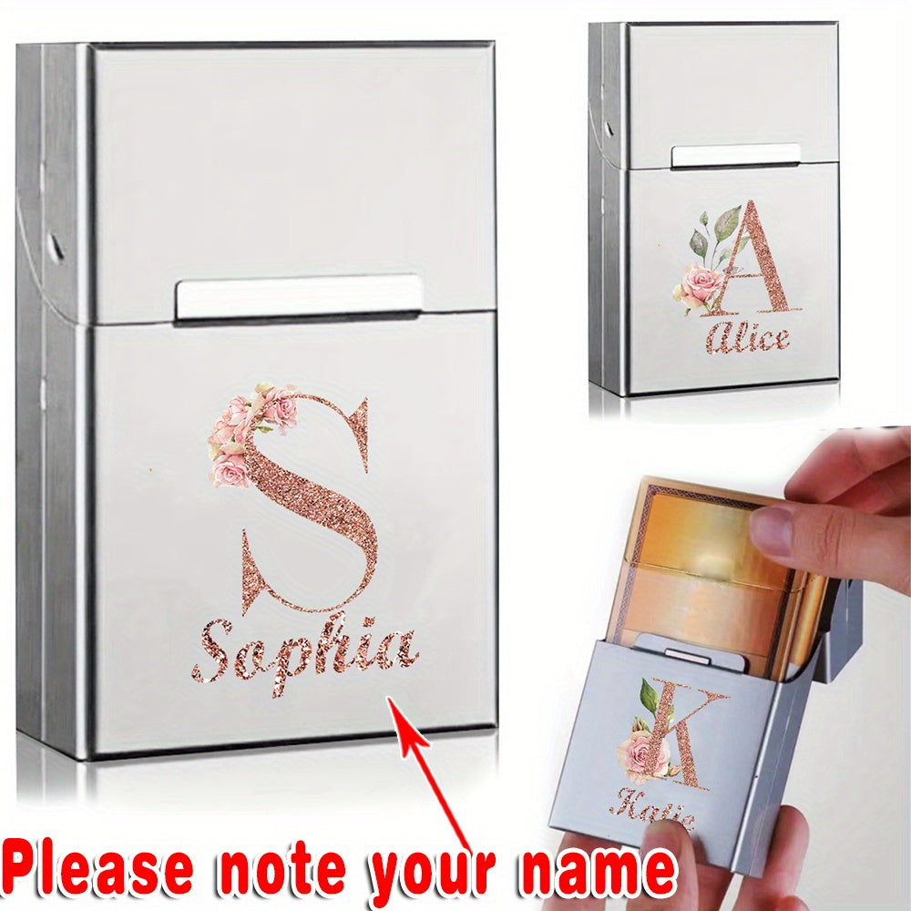 Men's Aluminum Cigarette Case Waterproof Hard Shell Tobacco Holder with Custom Name