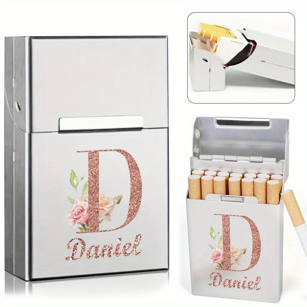 Men's Aluminum Cigarette Case Waterproof Hard Shell Tobacco Holder with Custom Name
