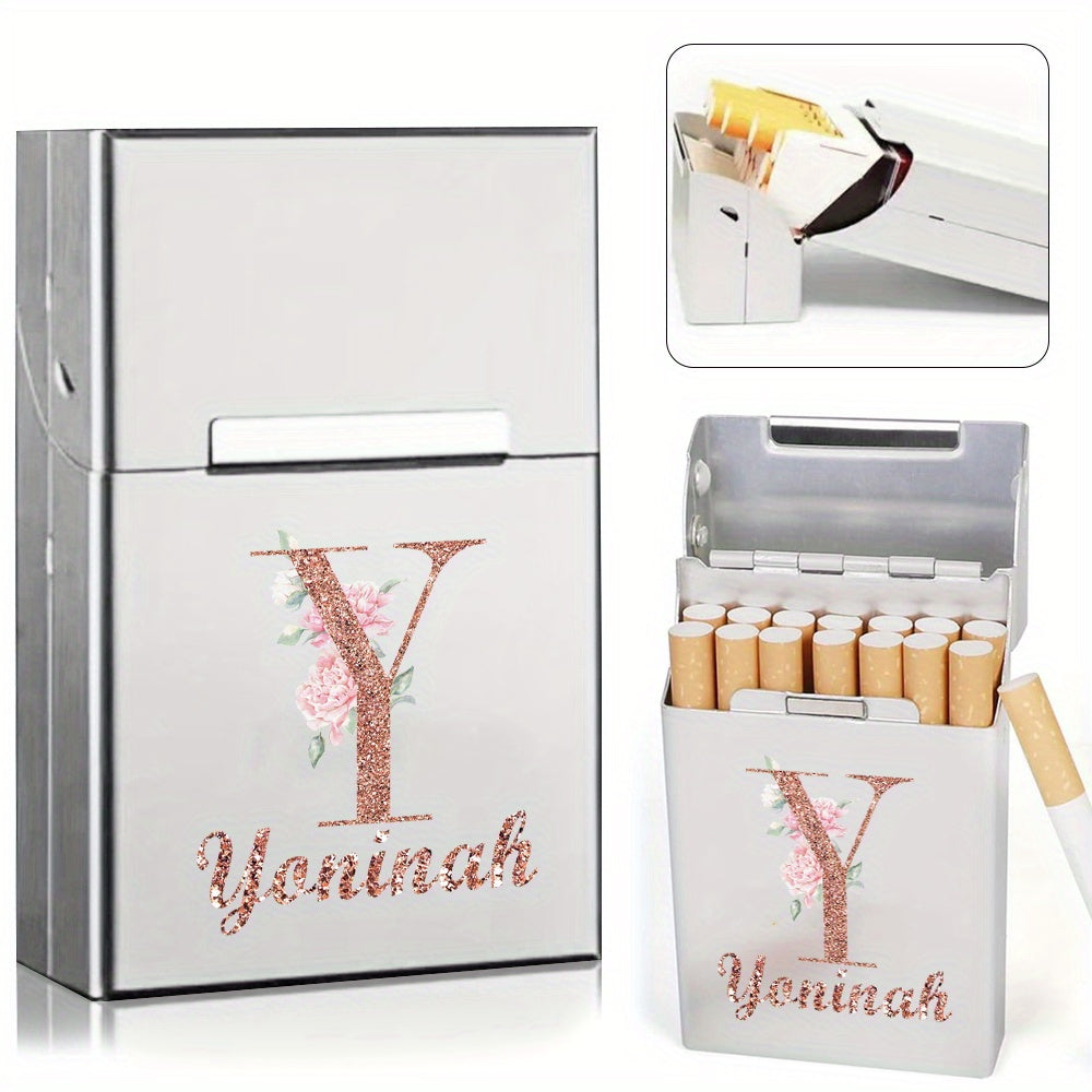 Men's Aluminum Cigarette Case Waterproof Hard Shell Tobacco Holder with Custom Name