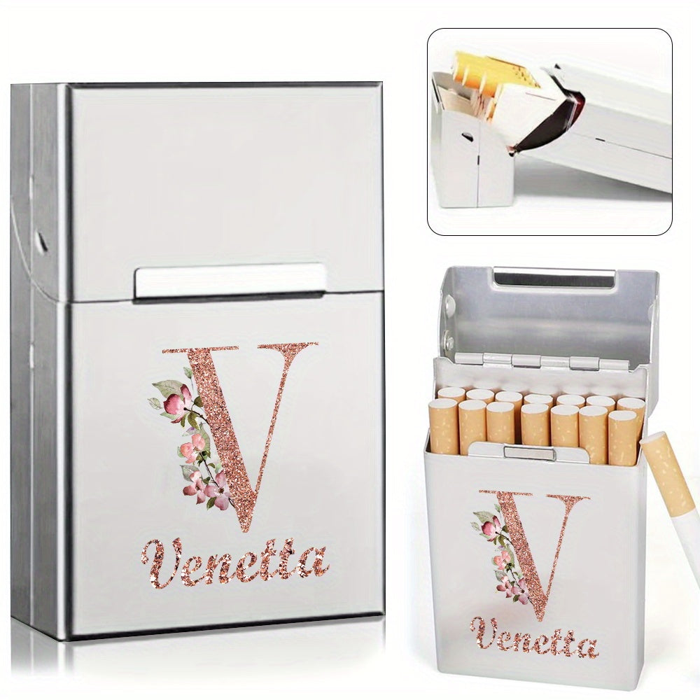 Men's Aluminum Cigarette Case Waterproof Hard Shell Tobacco Holder with Custom Name