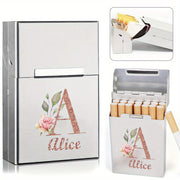 Men's Aluminum Cigarette Case Waterproof Hard Shell Tobacco Holder with Custom Name
