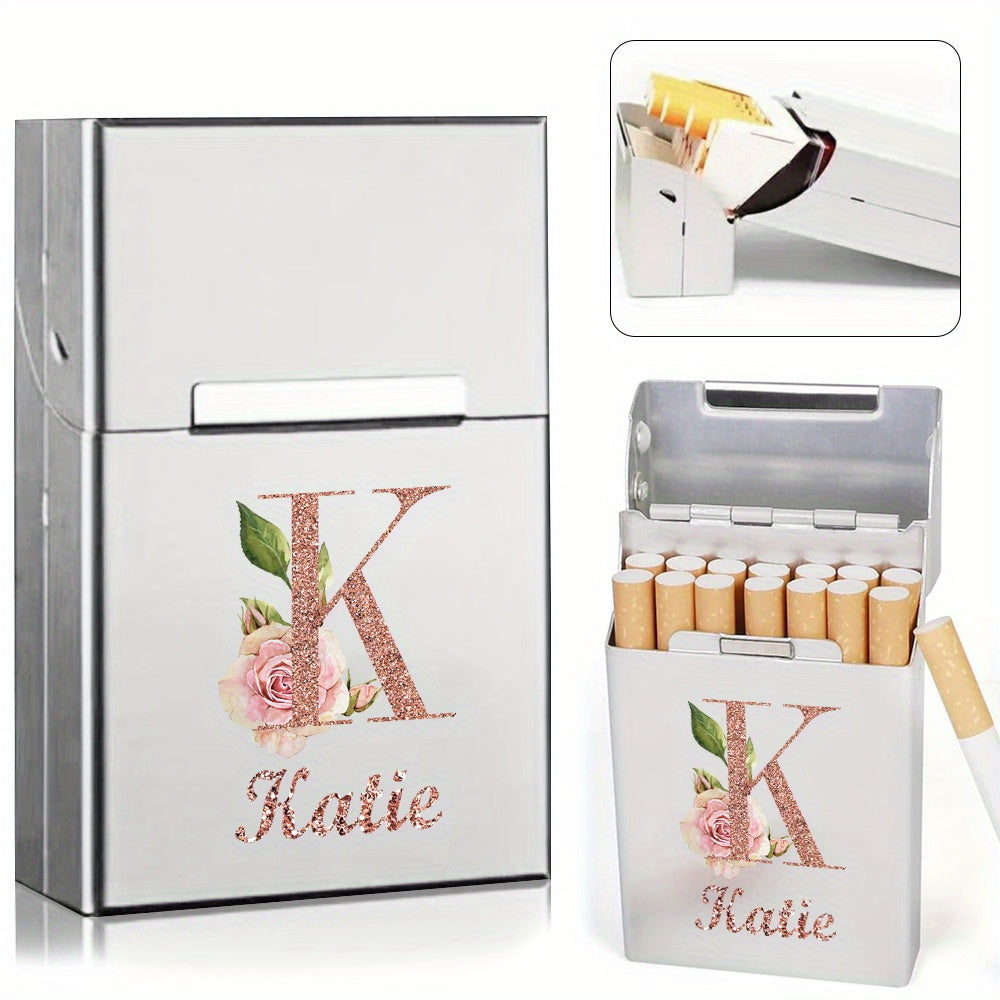 Men's Aluminum Cigarette Case Waterproof Hard Shell Tobacco Holder with Custom Name