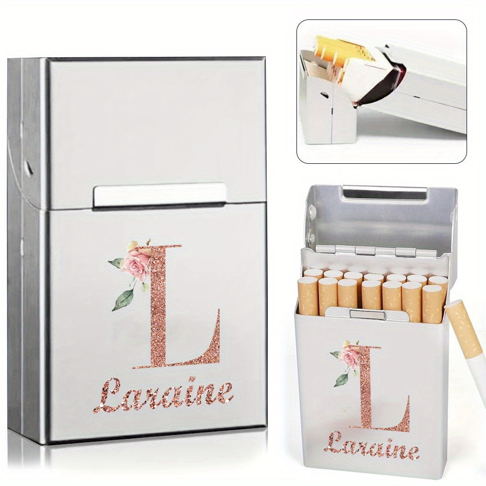 Men's Aluminum Cigarette Case Waterproof Hard Shell Tobacco Holder with Custom Name