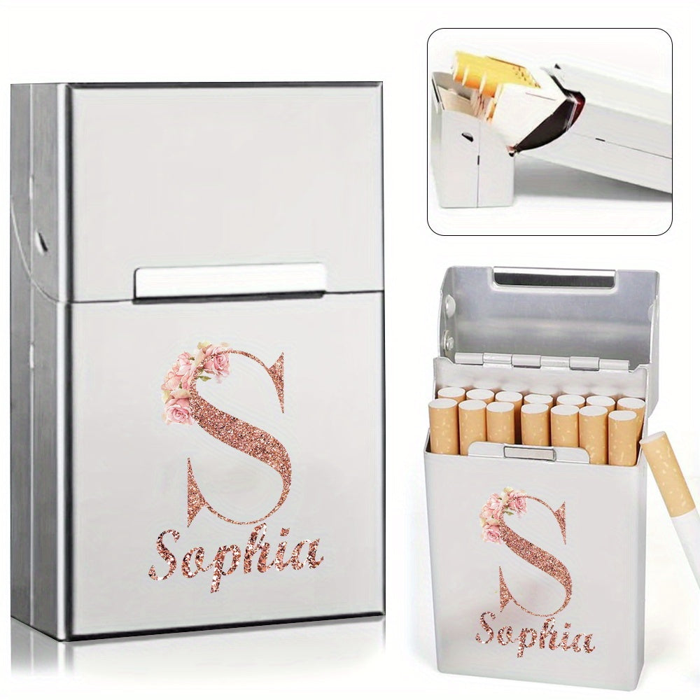 Men's Aluminum Cigarette Case Waterproof Hard Shell Tobacco Holder with Custom Name