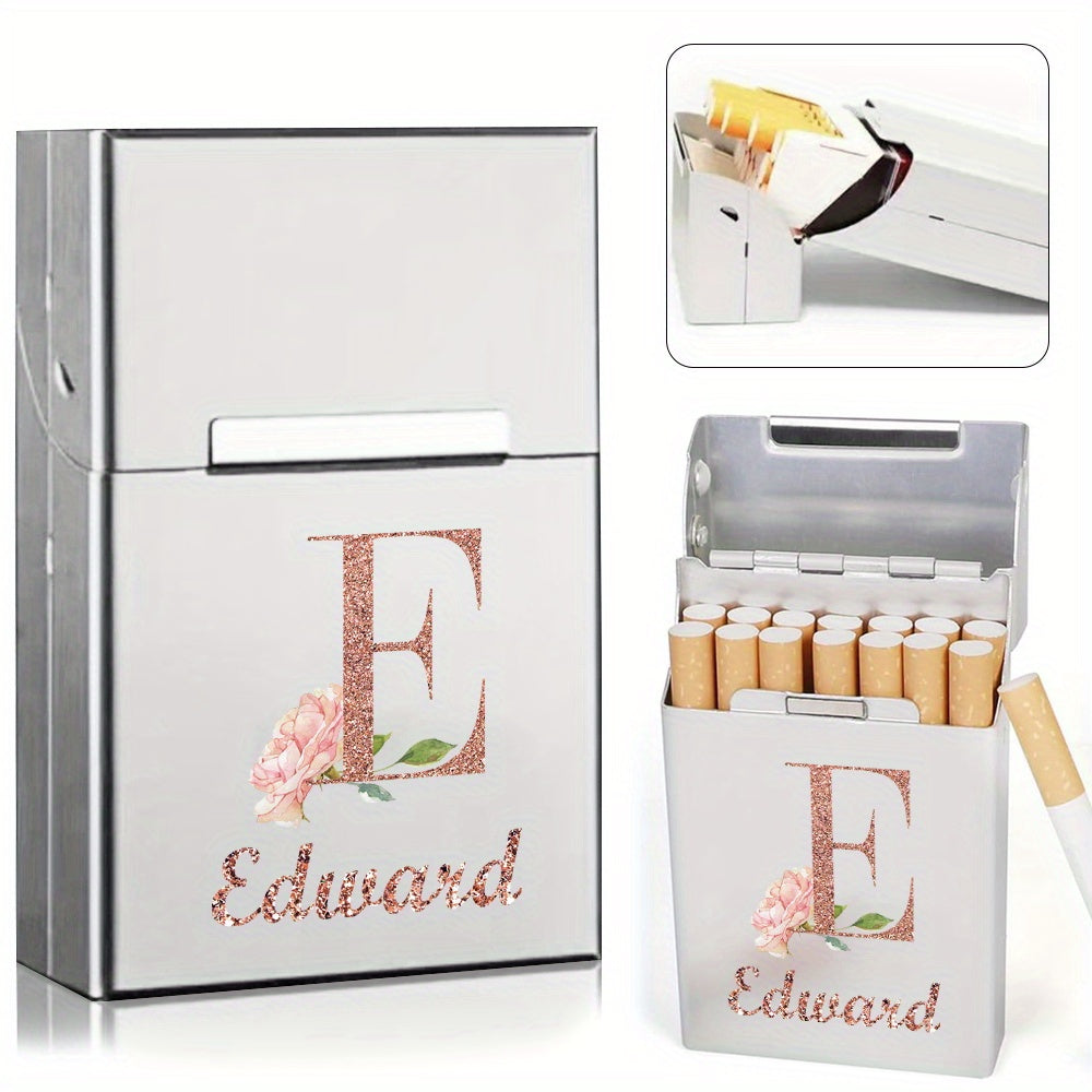 Men's Aluminum Cigarette Case Waterproof Hard Shell Tobacco Holder with Custom Name