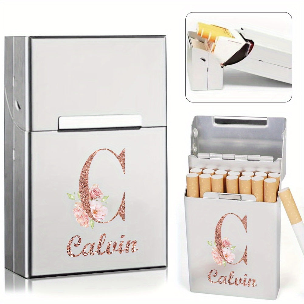 Men's Aluminum Cigarette Case Waterproof Hard Shell Tobacco Holder with Custom Name