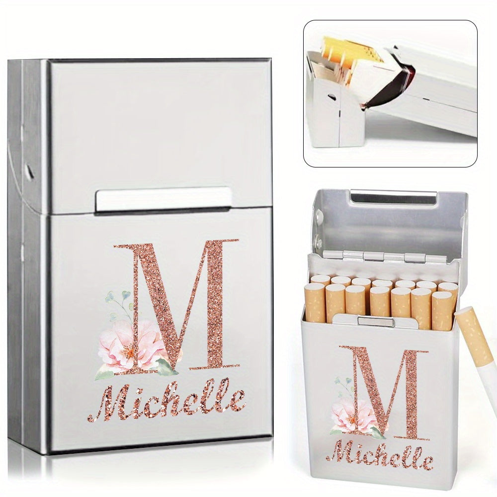 Men's Aluminum Cigarette Case Waterproof Hard Shell Tobacco Holder with Custom Name