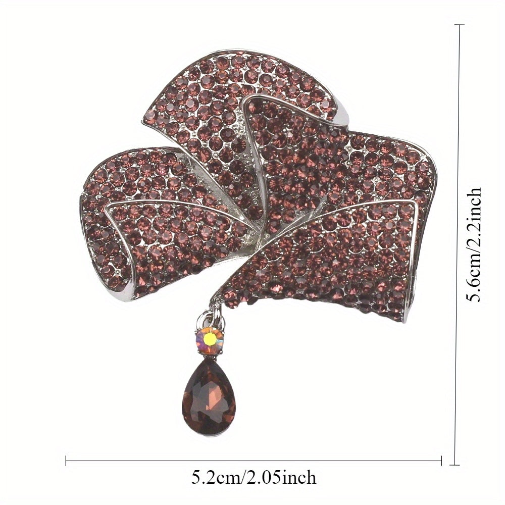 Rhinestone Floral Brooch for Jackets and Blazers Elegant Bow Tie Design