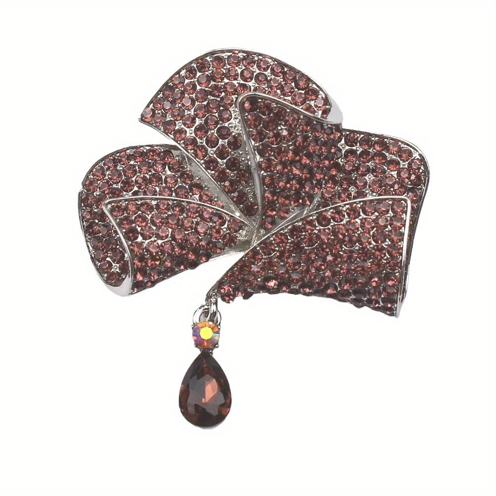 Rhinestone Floral Brooch for Jackets and Blazers Elegant Bow Tie Design