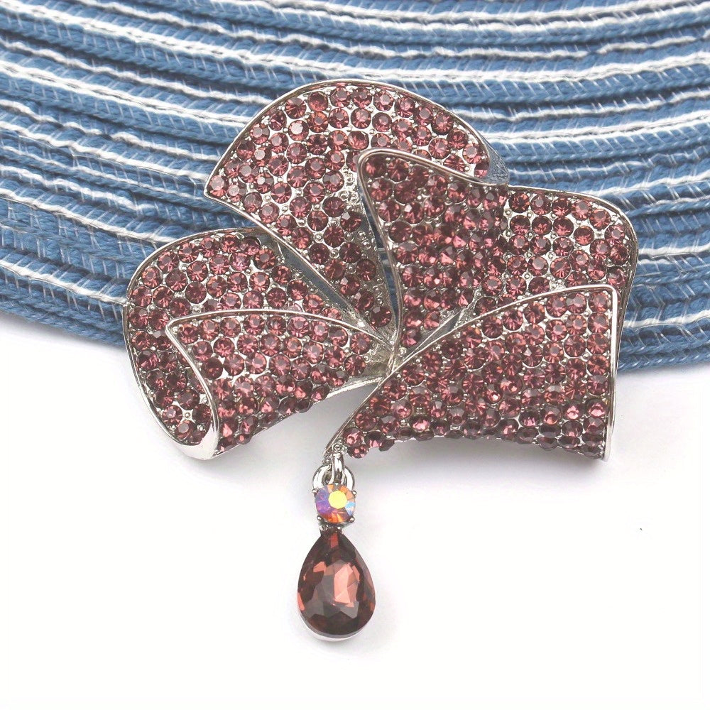 Rhinestone Floral Brooch for Jackets and Blazers Elegant Bow Tie Design