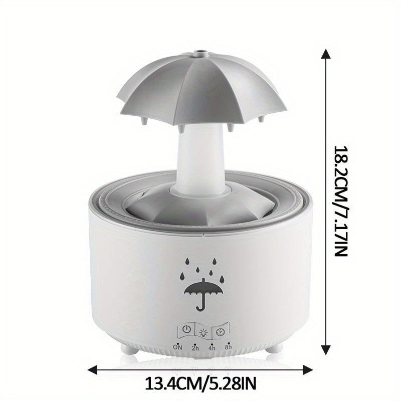 Rotatable Rain Cloud Humidifier with 7-Color LED Lights Essential Oil Compatibility Aromatherapy 3-Level Timer White