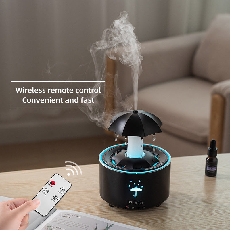 Rotatable Rain Cloud Humidifier with 7-Color LED Lights Essential Oil Compatibility Aromatherapy 3-Level Timer White