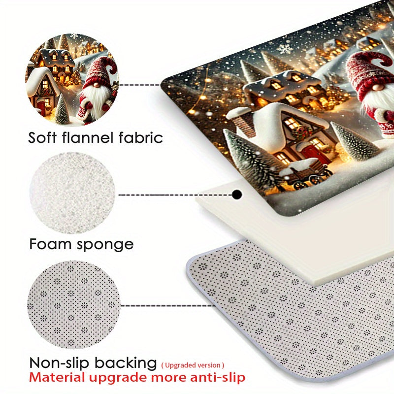 Yassi toʻrtburchakli toʻqilgan gilam, Rojdestvo elf gnomasi bosimi bilan, sirpanmaydigan, mashina bilan yuviladigan pol matosi