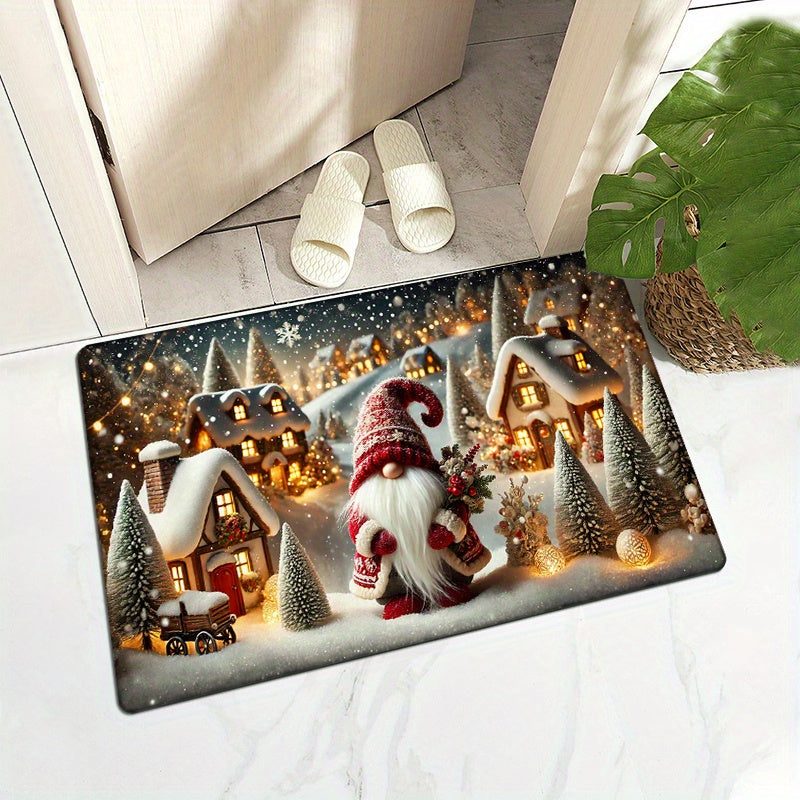 Yassi toʻrtburchakli toʻqilgan gilam, Rojdestvo elf gnomasi bosimi bilan, sirpanmaydigan, mashina bilan yuviladigan pol matosi