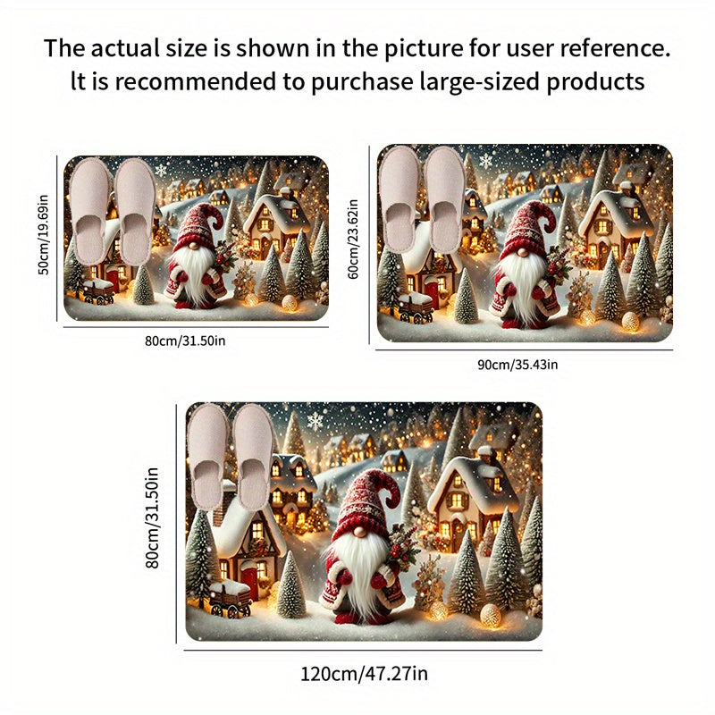 Yassi toʻrtburchakli toʻqilgan gilam, Rojdestvo elf gnomasi bosimi bilan, sirpanmaydigan, mashina bilan yuviladigan pol matosi