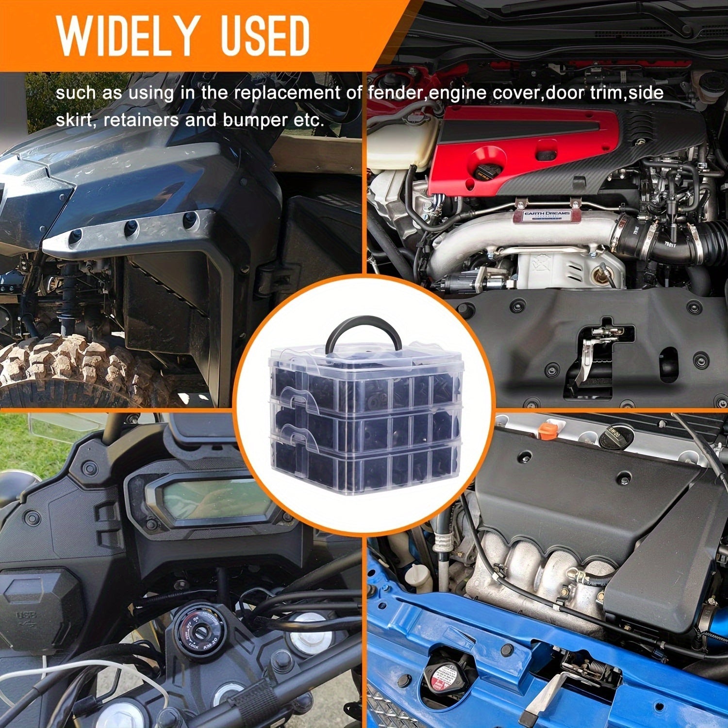 680pcs Auto Fastener Clips Kit with Removal Tool Black Kunststoff Push Retainers