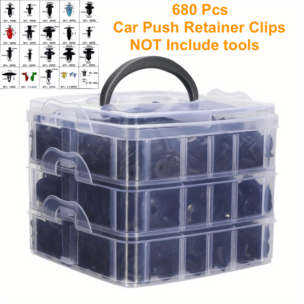 680pcs Auto Fastener Clips Kit with Removal Tool Black Kunststoff Push Retainers