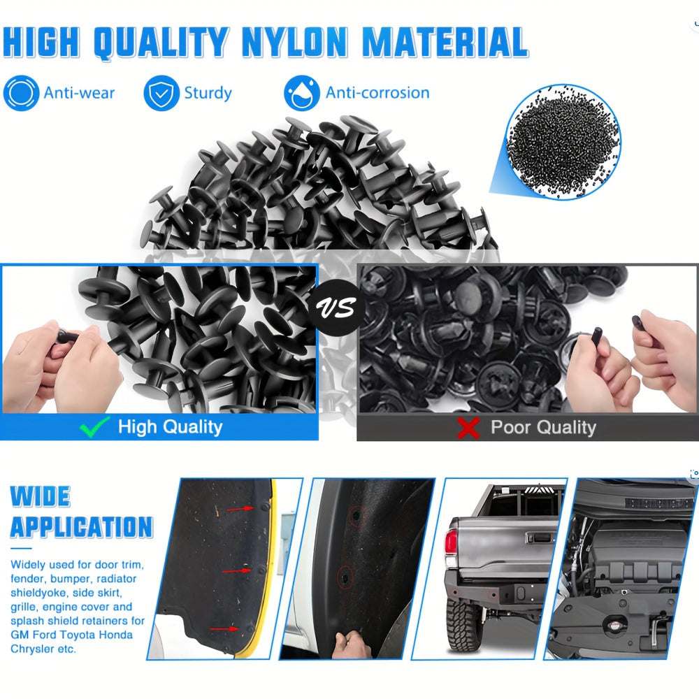 680pcs Auto Fastener Clips Kit with Removal Tool Black Kunststoff Push Retainers