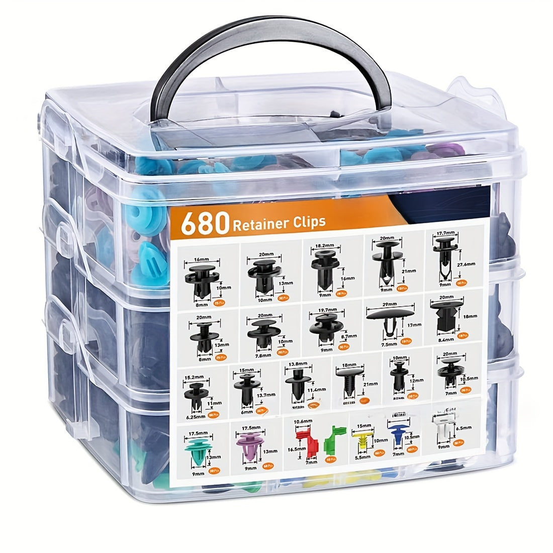 680pcs Auto Fastener Clips Kit with Removal Tool Black Kunststoff Push Retainers