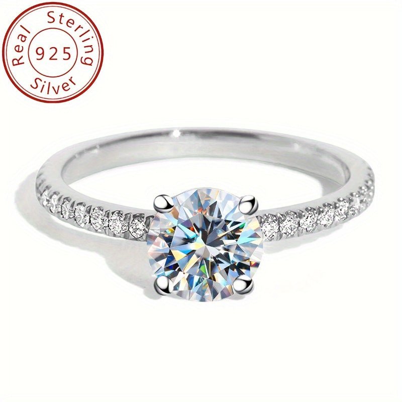 Sterling Silver Moissanite Engagement Ring 18K Gold Plated Wedding Jewelry