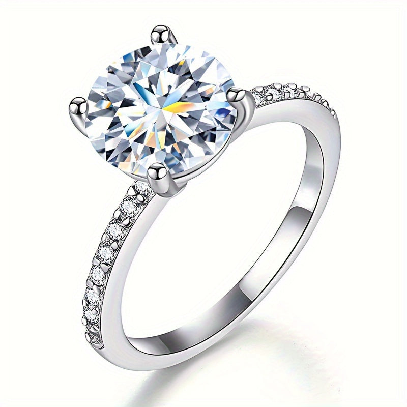 Sterling Silver Moissanite Engagement Ring 18K Gold Plated Wedding Jewelry