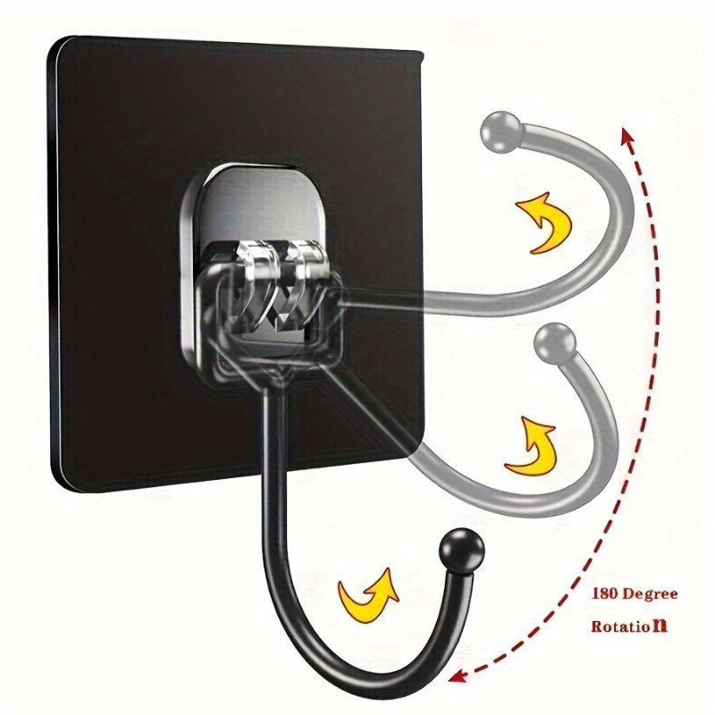 Nailless Adhesive Clothes Hanger Pack of 2 or 5 Stainless Steel Wall Hooks for Towels Shower Caps